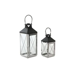 Farolas DKD Home Decor Cristal Negro Acero 18 x 18 x 43 cm Moderno Cromado de DKD Home Decor, Candelabros y portavelas - Ref:...