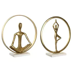 Figura Decorativa DKD Home Decor 33 x 11 x 35,5 cm 36 x 10 x 36 cm Dourado Branco Yoga (2 Unidades) de DKD Home Decor, Adorno...