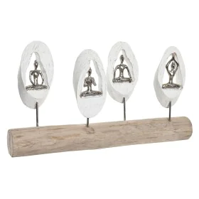 Figura Decorativa DKD Home Decor 56 x 8 x 31 cm Castanho Alumínio Branco Madeira de mangueira Yoga de DKD Home Decor, Adornos...