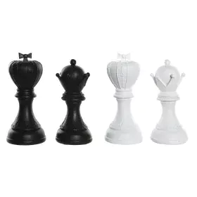 Figura Decorativa DKD Home Decor Blanco Negro Fichas de Ajedrez 12 x 12 x 25,5 cm (4 Unidades) de DKD Home Decor, Adornos - R...