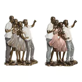 Figurine Décorative DKD Home Decor 18 x 10 x 25 cm Rose Doré Blanc Famille (2 Unités) de DKD Home Decor, Objets de décoration...