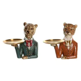 Figurine Décorative DKD Home Decor 17,5 x 11 x 23,5 cm Bleu Doré Marron Léopard Colonial (2 Unités) de DKD Home Decor, Objets...