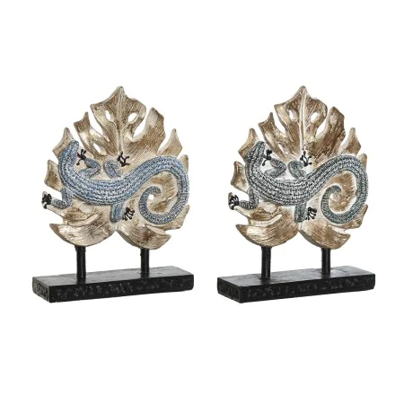 Statua Decorativa DKD Home Decor 14,5 x 4 x 18,5 cm Azzurro Turchese Tropicale Lucertola Decapaggio (2 Unità) di DKD Home Dec...