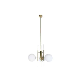 Candeeiro de teto DKD Home Decor 64 x 64 x 64 cm Cristal Dourado Metal Branco 50 W de DKD Home Decor, Iluminação de teto inte...