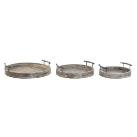 Set of trays DKD Home Decor White Black Natural Metal Mango wood 46 x 46 x 10 cm by DKD Home Decor, Plates and dishes - Ref: ...