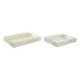 Jeux de plateaux DKD Home Decor Blanc Bambou Nacre noire 40 x 30 x 5 cm (2 Unités) de DKD Home Decor, Plats et plateaux - Réf...