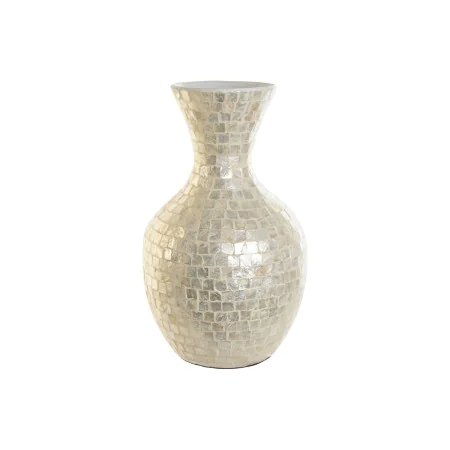 Vaso DKD Home Decor Bianco Bambù Madreperla Naturale Foglia della pianta Mediterraneo 31 x 31 x 51,5 cm di DKD Home Decor, Va...