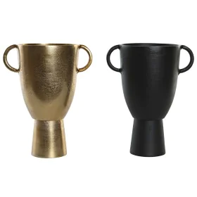 Vaso DKD Home Decor 23 x 16 x 29 cm Preto Dourado Alumínio Moderno (2 Unidades) de DKD Home Decor, Jarrões - Ref: S3043826, P...