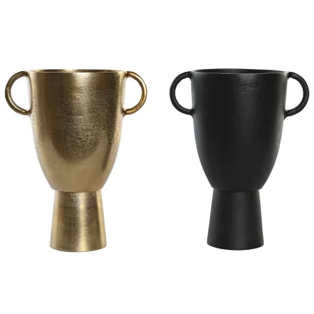 Vase DKD Home Decor 23 x 16 x 29 cm Noir Doré Aluminium Moderne (2 Unités) de DKD Home Decor, Vases - Réf : S3043826, Prix : ...