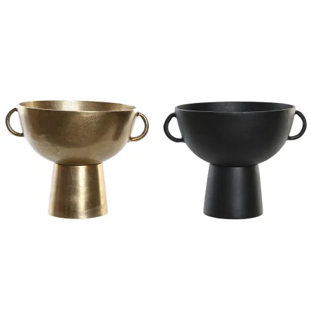 Vaso DKD Home Decor 34 x 28 x 26 cm Preto Dourado Alumínio Moderno (2 Unidades) de DKD Home Decor, Jarrões - Ref: S3043827, P...