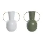 Vaso DKD Home Decor 20 x 13 x 24 cm Metal Terracota Branco Verde (2 Unidades) de DKD Home Decor, Jarrões - Ref: S3043865, Pre...