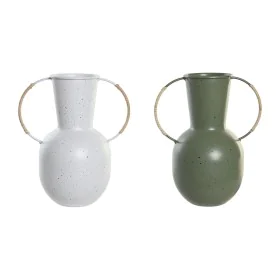 Vaso DKD Home Decor 20 x 13 x 24 cm Metal Terracota Branco Verde (2 Unidades) de DKD Home Decor, Jarrões - Ref: S3043865, Pre...