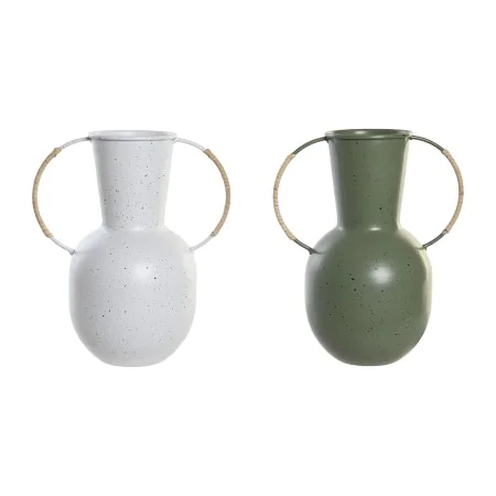 Vase DKD Home Decor 20 x 13 x 24 cm Métal Terre cuite Blanc Vert (2 Unités) de DKD Home Decor, Vases - Réf : S3043865, Prix :...