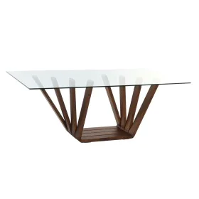 Mesa de Comedor DKD Home Decor Cristal Marrón Transparente Nogal 200 x 100 x 75 cm de DKD Home Decor, Mesas - Ref: S3043958, ...