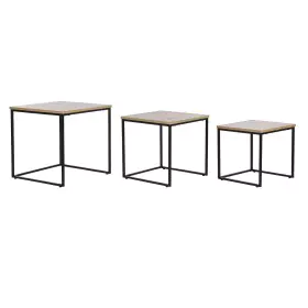 Jogo de 3 mesas DKD Home Decor Preto Metal 45 x 45 x 45 cm Madeira MDF de DKD Home Decor, Jogos de móveis - Ref: S3044018, Pr...