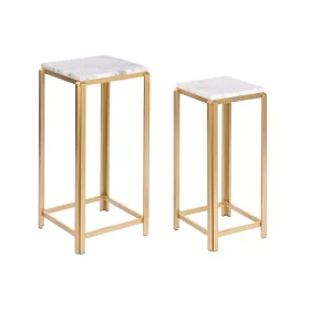 Juego de 2 mesas DKD Home Decor Blanco Dorado 33 x 33 x 70 cm de DKD Home Decor, Mesas - Ref: S3044119, Precio: 109,70 €, Des...