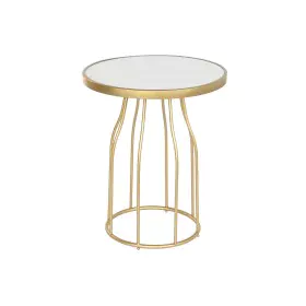 Mesa de apoio DKD Home Decor Branco Dourado Metal Ardósia 49 x 49 x 60,5 cm de DKD Home Decor, Jogos de móveis - Ref: S304426...