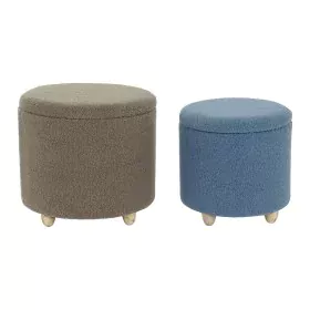 Footrest DKD Home Decor Wood Polyester 50 x 50 x 45 cm by DKD Home Decor, Footstools & Ottomans - Ref: S3044382, Price: 103,4...