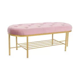 Bench DKD Home Decor 100 x 35 x 40 cm Pink Golden Metal by DKD Home Decor, Chairs - Ref: S3044387, Price: 120,69 €, Discount: %