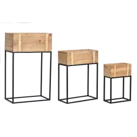 Set de Maceteros DKD Home Decor 50 x 24 x 80 cm Natural Negro Metal Madera de DKD Home Decor, Maceteros - Ref: S3044410, Prec...