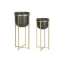 Satz Blumentöpfe DKD Home Decor 28,5 x 28,5 x 65,5 cm 28 x 28 x 65 cm Schwarz Gold Metall von DKD Home Decor, Übertöpfe - Ref...