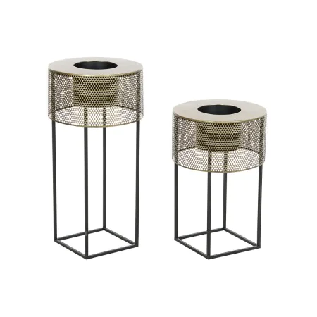 Set of Planters DKD Home Decor 33 x 33 x 67 cm Black Golden Metal Loft by DKD Home Decor, Cachepots - Ref: S3044421, Price: 8...