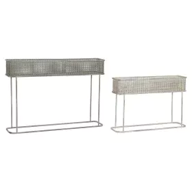 Set de Maceteros DKD Home Decor 100 x 22 x 70 cm Gris Metal Blanco Vintage de DKD Home Decor, Maceteros - Ref: S3044428, Prec...