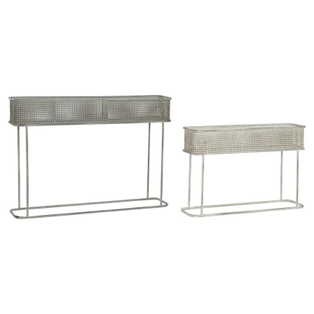 Set de Maceteros DKD Home Decor 100 x 22 x 70 cm Gris Metal Blanco Vintage de DKD Home Decor, Maceteros - Ref: S3044428, Prec...