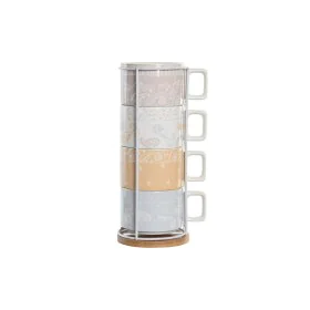 Conjunto de Chávenas de Café DKD Home Decor Amarelo Azul Branco Vermelho Metal Bambu Dolomite 260 ml 4 Peças de DKD Home Deco...