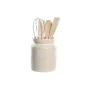 Pot for Kitchen Utensils DKD Home Decor Pink Metal White Dolomite MDF Wood 12 x 12 x 25 cm (5 Units) by DKD Home Decor, Food ...