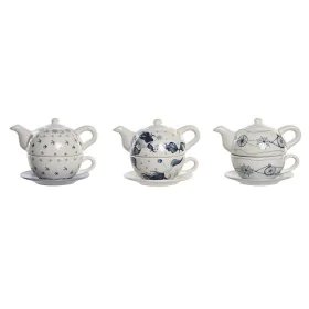 Tea Set DKD Home Decor Blue White 750 ml Dolomite (3 Units) by DKD Home Decor, Tea and coffee sets - Ref: S3044560, Price: 31...