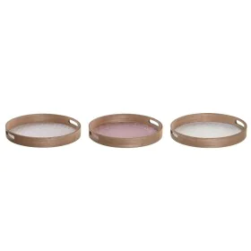 Snack tray DKD Home Decor Scandi Pink White 35 x 35 x 5 cm MDF Wood (3 Units) by DKD Home Decor, Plates and dishes - Ref: S30...