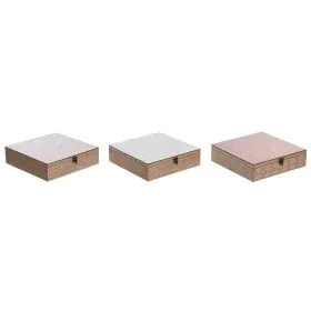 Scatola per Infusioni DKD Home Decor Cristallo Rosa Metallo Bianco 24 x 24 x 7 cm 3 Pezzi Legno MDF di DKD Home Decor, Conser...