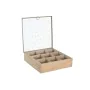 Caja para Infusiones DKD Home Decor 24 x 24 x 6,5 cm Cristal Natural Azul Rosa Metal Blanco 3 Piezas Madera MDF de DKD Home D...