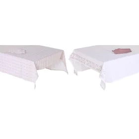 Toalha e guardanapos DKD Home Decor 150 x 150 x 0,5 cm Cor de Rosa Branco (2 Unidades) de DKD Home Decor, Toalhas - Ref: S304...