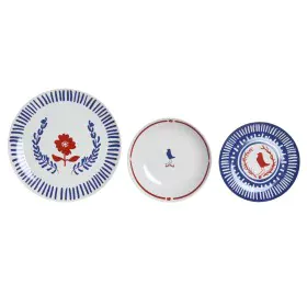 Set di Stoviglie DKD Home Decor Azzurro Bianco Rosso Porcellana Mediterraneo 18 Pezzi 27 x 27 x 3 cm di DKD Home Decor, Servi...