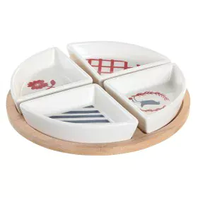 Appetizer Set DKD Home Decor 21,5 x 21,5 x 1 cm Red Blue White Stoneware Mediterranean Houses by DKD Home Decor, Plates and d...