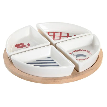 Set de Aperitivo DKD Home Decor 21,5 x 21,5 x 1 cm Rojo Azul Blanco Gres Mediterráneo Casas de DKD Home Decor, Platos y fuent...