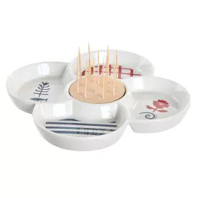 Set de Aperitivo DKD Home Decor Rojo Azul Blanco Gres 22 x 22 x 7 cm Mediterráneo Casas de DKD Home Decor, Platos y fuentes -...