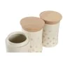 Bote DKD Home Decor Beige Bambú Gres A topos 10 x 10 x 16 cm (3 Unidades) de DKD Home Decor, Almacenamiento de alimentos - Re...