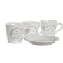 Set di Tazze e Piatti DKD Home Decor Bianco Metallo Gres 90 ml 8 x 6 x 6 cm 11 x 11 x 2 cm di DKD Home Decor, Tazze - Rif: S3...