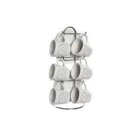 Set di Tazze e Piatti DKD Home Decor Bianco Metallo Gres 180 ml 12 x 12 x 2 cm di DKD Home Decor, Tazze - Rif: S3044745, Prez...