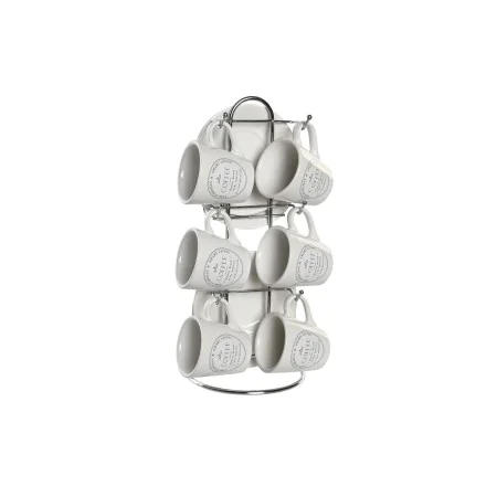 Conjunto de Chávenas com Pratos DKD Home Decor Branco Metal Grés 180 ml 12 x 12 x 2 cm de DKD Home Decor, Canecas - Ref: S304...