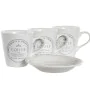 Set of Mugs with Saucers DKD Home Decor White Metal Stoneware 180 ml 12 x 12 x 2 cm by DKD Home Decor, Cups - Ref: S3044745, ...