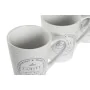 Set of Mugs with Saucers DKD Home Decor White Metal Stoneware 300 ml 14 x 14 x 31 cm 12,5 x 9,5 x 10,5 cm (5 Pieces) by DKD H...