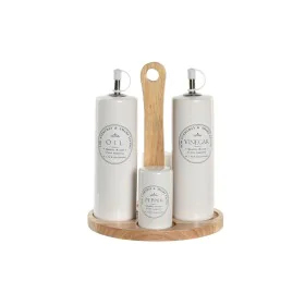 Oil and Vinegar Set DKD Home Decor 18 x 15 x 22 cm Wood White Stoneware by DKD Home Decor, Dispensers for dressings and spice...