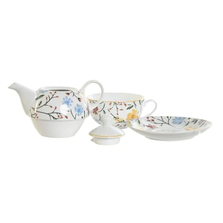 Jeu de Théière DKD Home Decor Porcelaine Bleu Terre cuite Blanc Jaune (3 Unités) de DKD Home Decor, Service à thé et à café -...