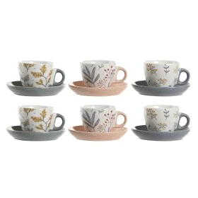 Set di Tazze e Piatti DKD Home Decor Azzurro Grigio Multicolore Rosa chiaro Porcellana 90 ml 11 x 11 x 2 cm (3 Unità) di DKD ...