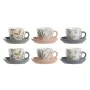 Set of Mugs with Saucers DKD Home Decor Blue Grey Multicolour Light Pink Porcelain 90 ml 11 x 11 x 2 cm (3 Units) by DKD Home...