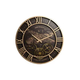 Wall Clock DKD Home Decor Aeroplane Crystal Golden Iron Dark brown (52 x 5 x 52 cm) by DKD Home Decor, Wall Clocks - Ref: S30...